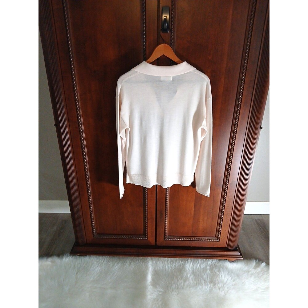NWT Banana Republic Women's M Bella Merino Wool Polo Sweater Light Pink - Picture 7 of 11